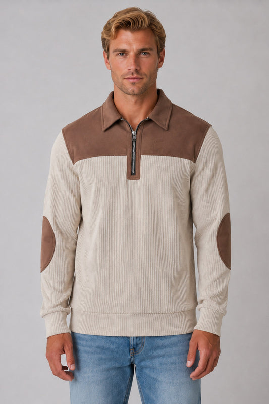 Jumper Men - Quarter Zip Jumper with Contrast Patches