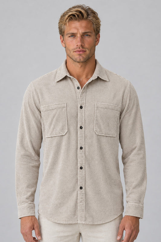 Overshirt Men - Corduroy Overshirt with Button Front