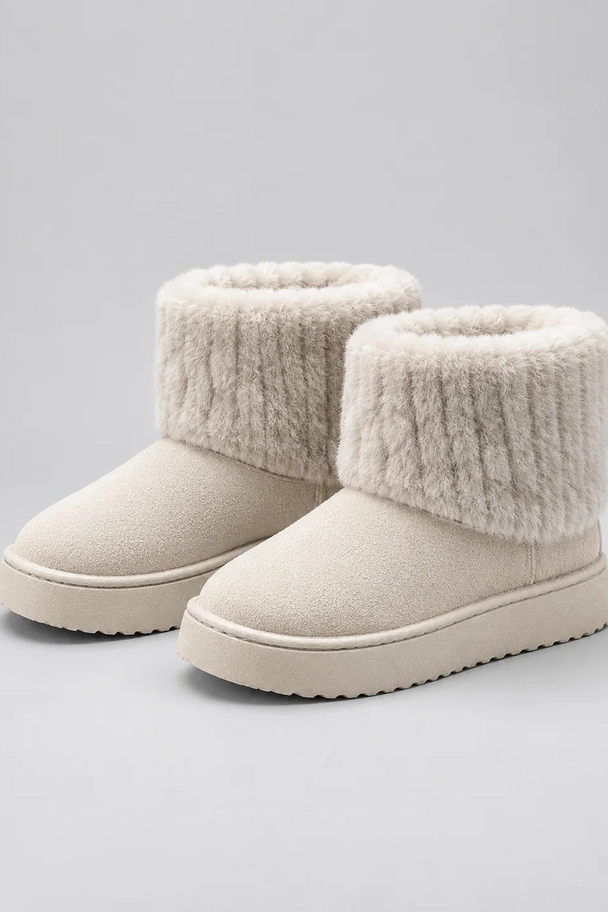 Boots Women - Faux Fur Ankle Boots with Platform Sole
