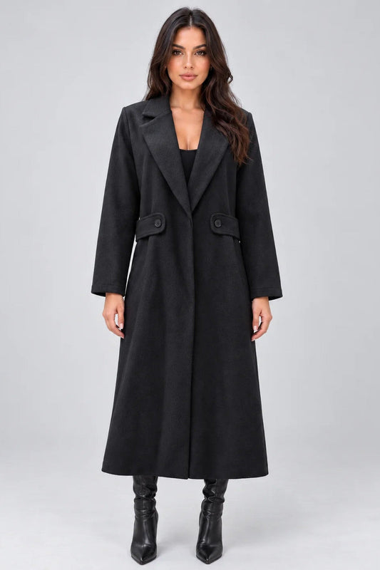 Coat Women - Longline Tailored Coat with Notched Lapels