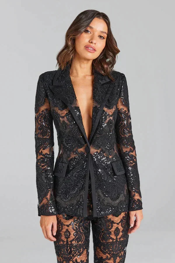 Set Women - Mesh Blazer Pants Outfit