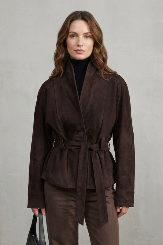 Coat Women - Wool Blend Coat with Double-Breasted Front