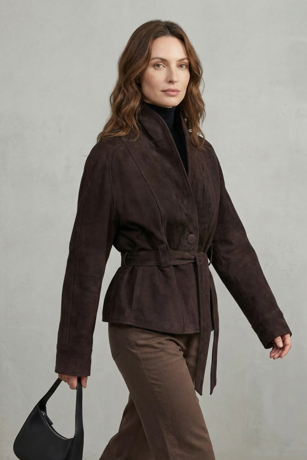 Coat Women - Wool Blend Coat with Double-Breasted Front
