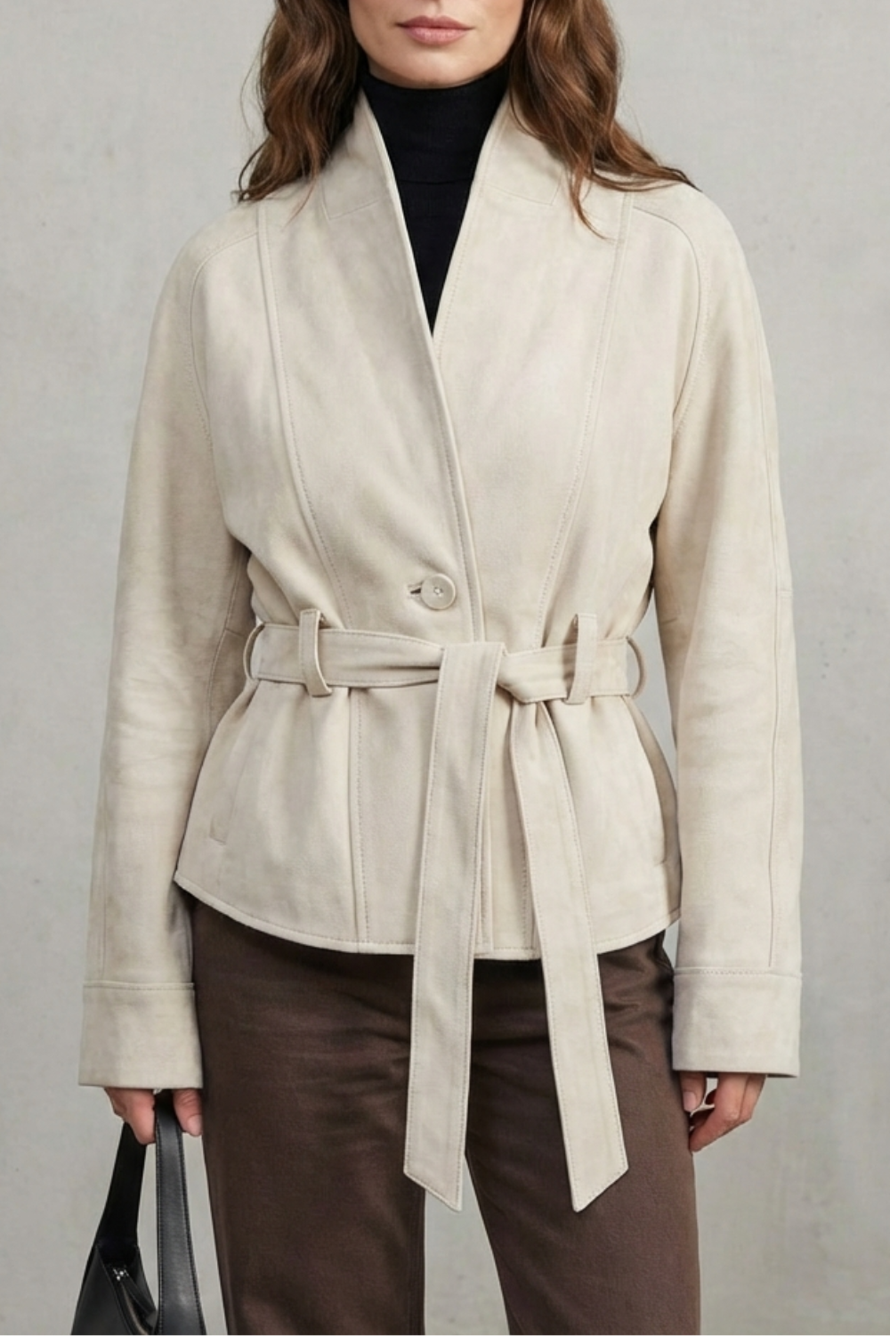 Coat Women - Wool Blend Coat with Double-Breasted Front