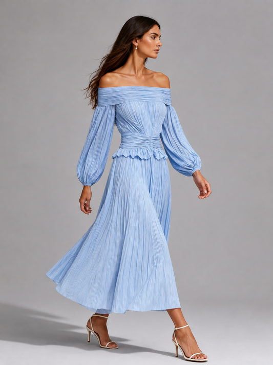 Dress Women - Off-Shoulder Pleated Dress
