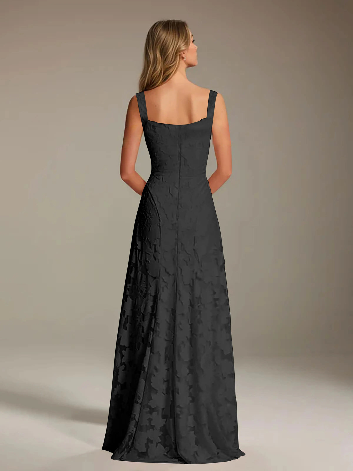 Maxi Dress Women - Floral Lace Maxi Dress with Square Neckline