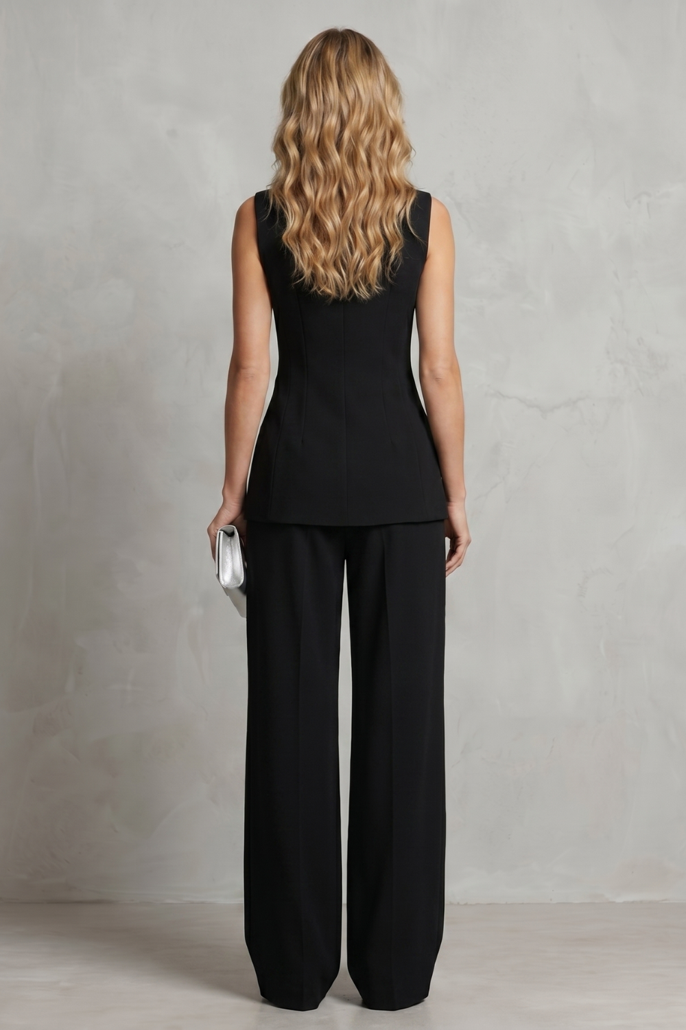 Set Women - Draped Two-Piece Outfit with Wide Leg Trousers