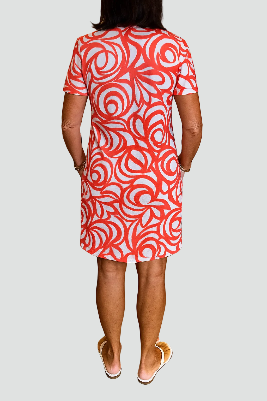 Dress Women - Mini Abstract Print Dress with Short Sleeves