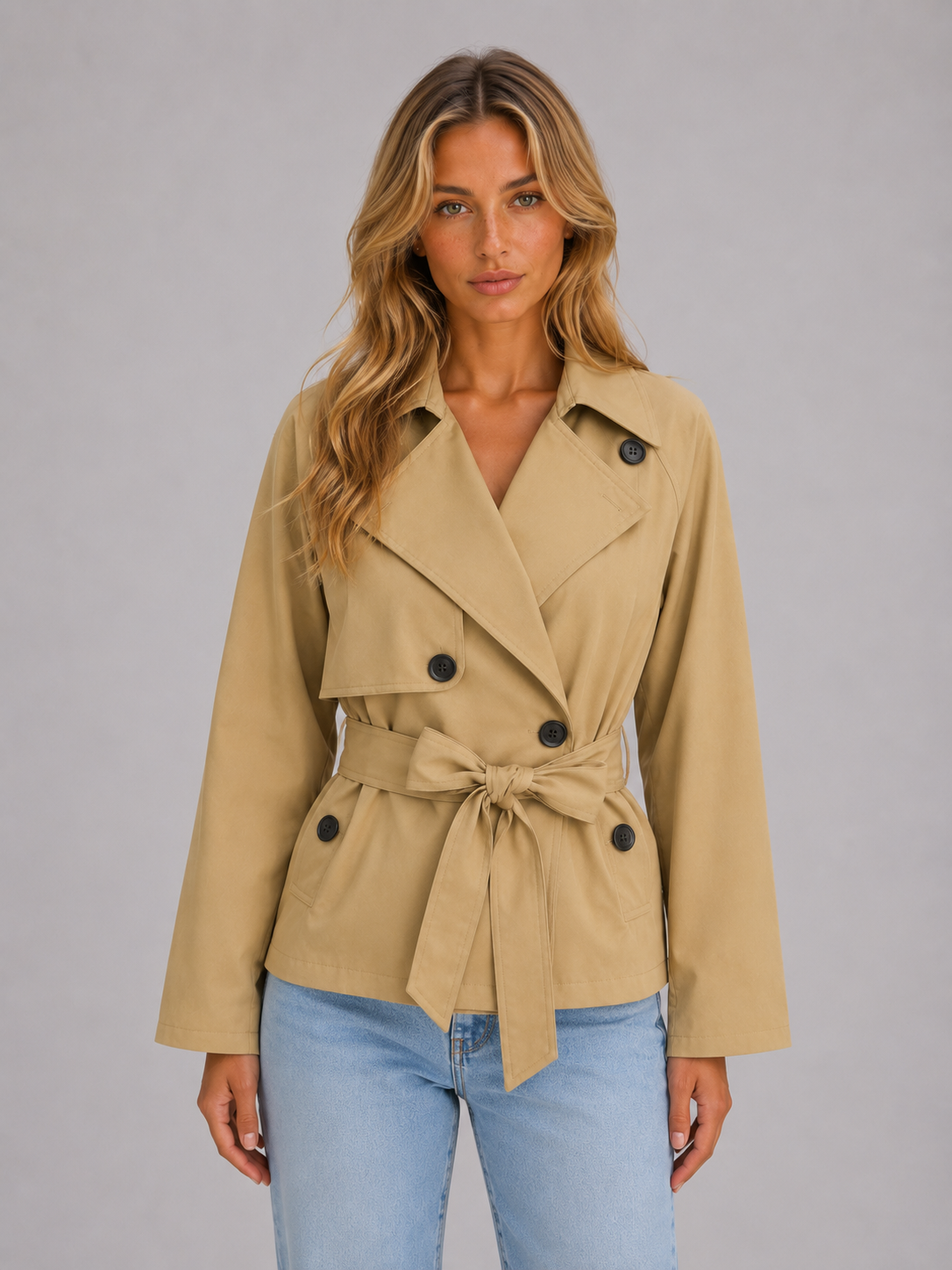 Trench Coat Women - Double-Breasted Belted Trench Coat