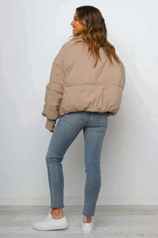 Jacket Women - Quilted Puffer Jacket with Zip Front