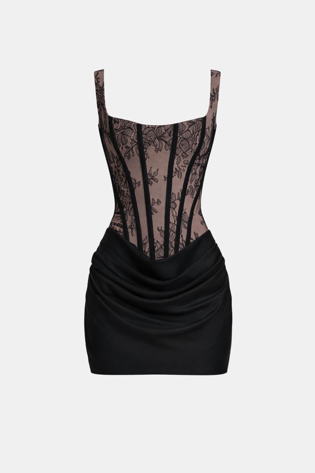 Mini Dress Women - Lace-Up Corset Mini Dress with Square Neckline