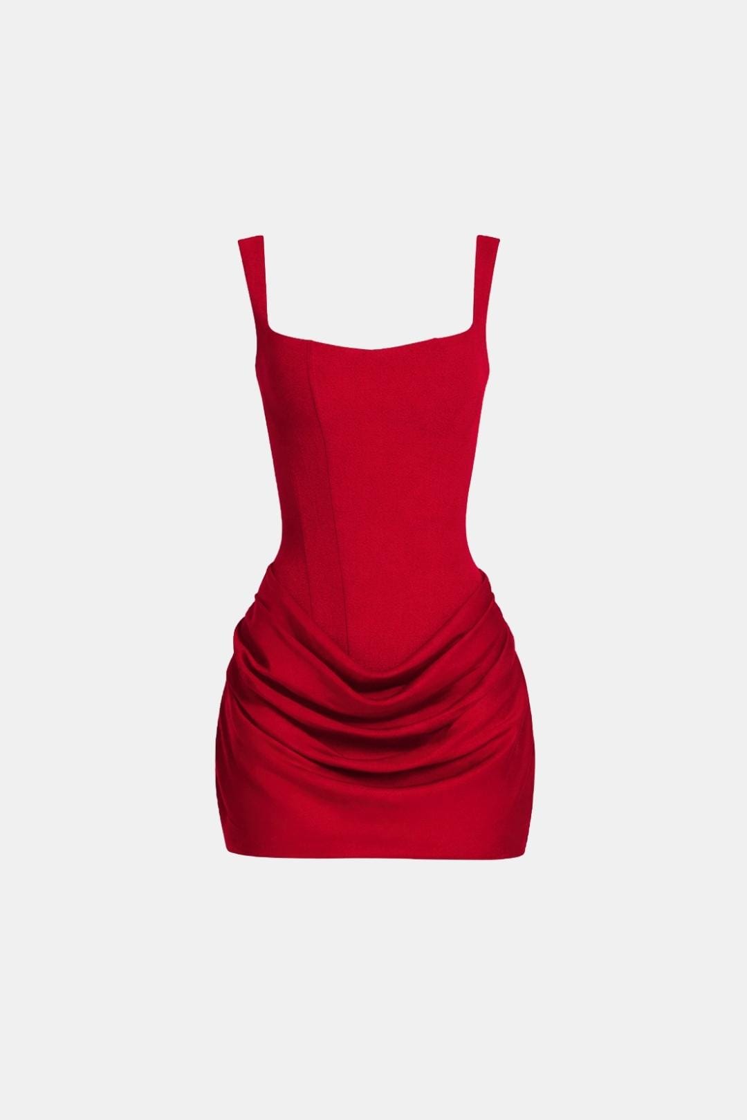 Mini Dress Women - Lace-Up Corset Mini Dress with Square Neckline