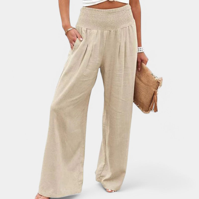 Trousers Women - Wide Leg Trousers with Elastic Waist