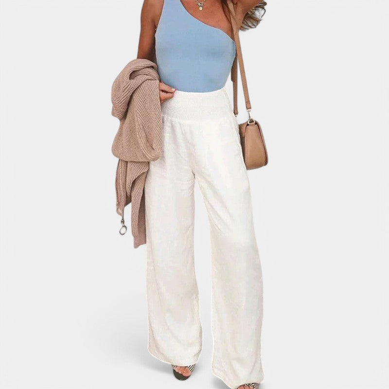 Trousers Women - Wide Leg Trousers with Elastic Waist