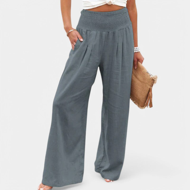 Trousers Women - Wide Leg Trousers with Elastic Waist