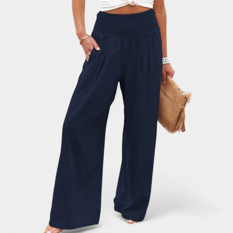 Trousers Women - Wide Leg Trousers with Elastic Waist