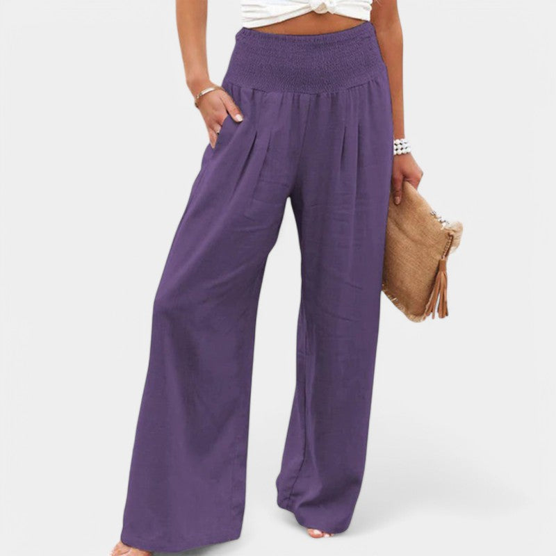 Trousers Women - Wide Leg Trousers with Elastic Waist