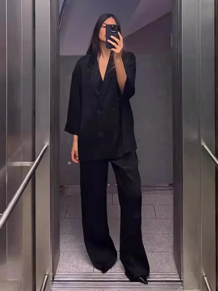 Suit Set Women - Tailored Wide Leg Blazer Set