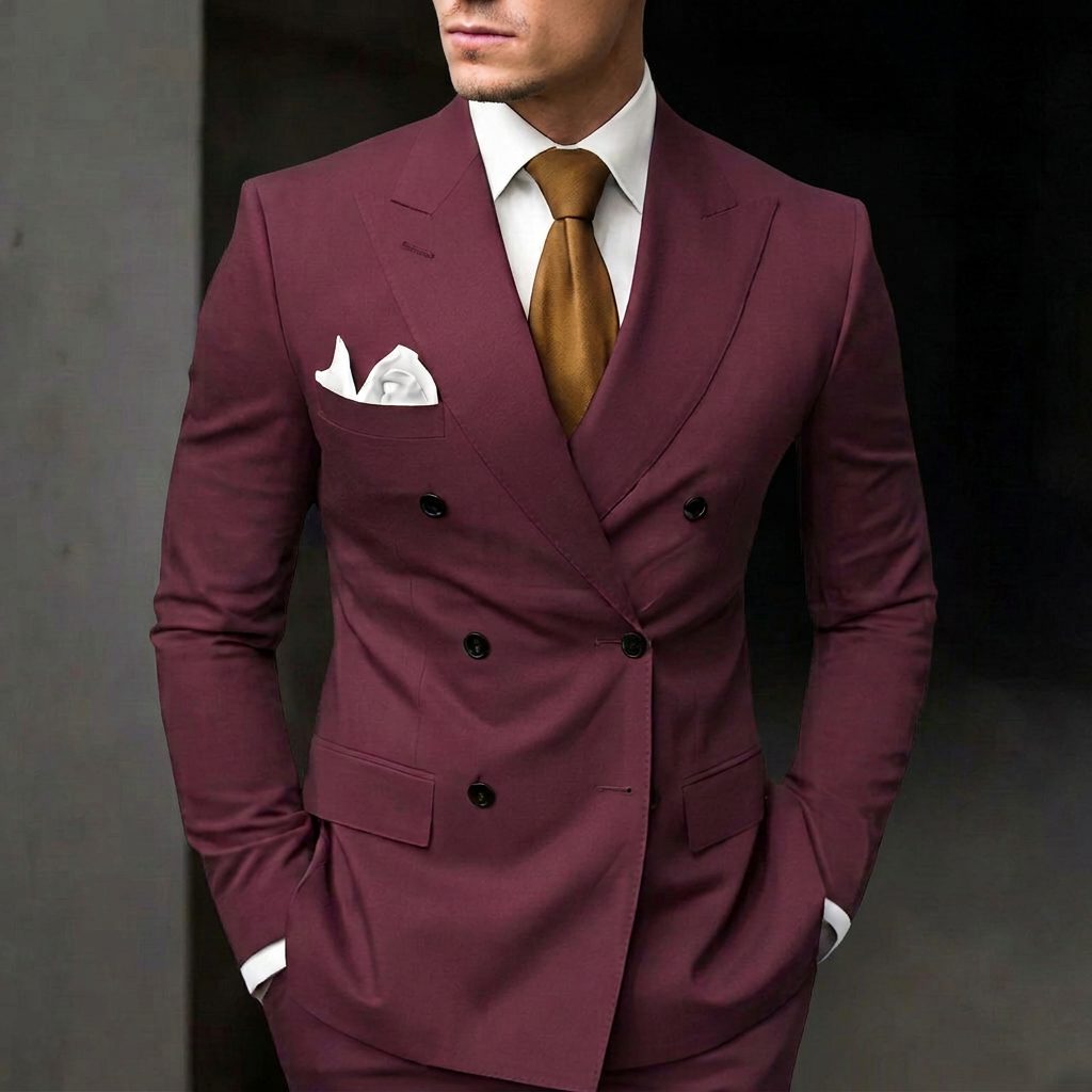 Suit Men - Double-Breasted Suit with Notch Lapels
