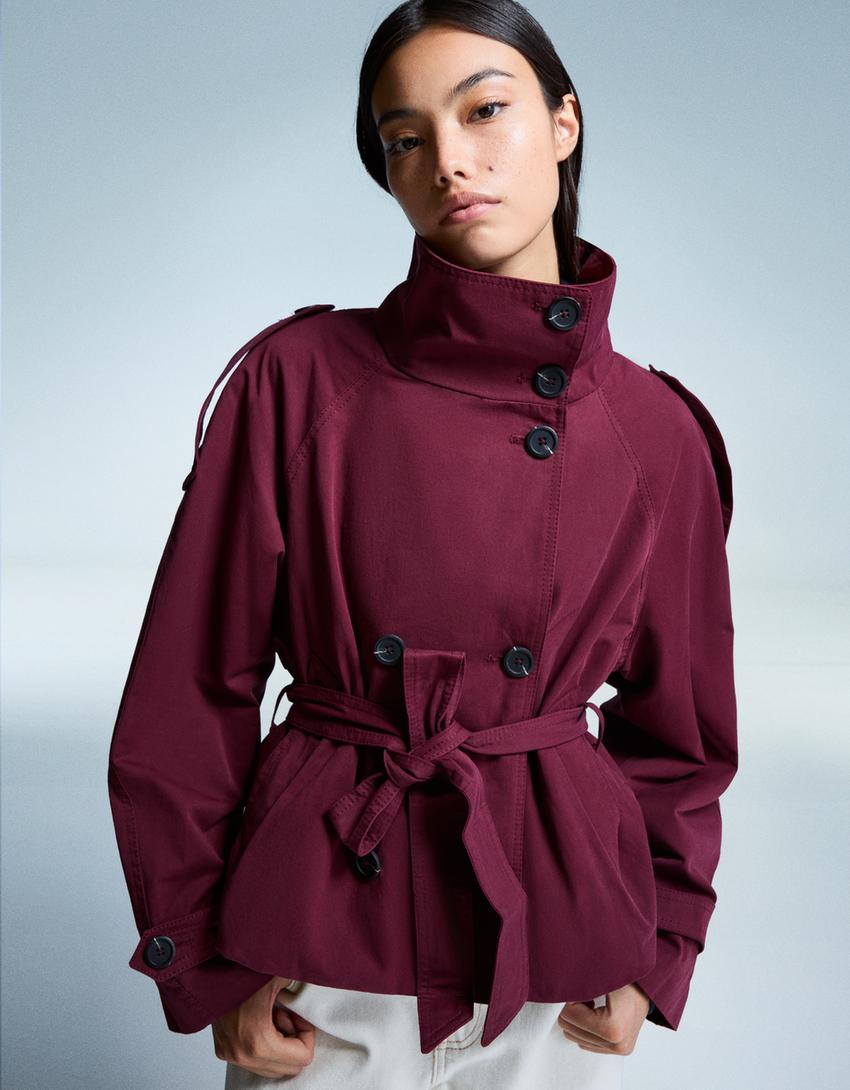 Trench Coat Women - Lightweight Belted Trench Coat with Storm Flap