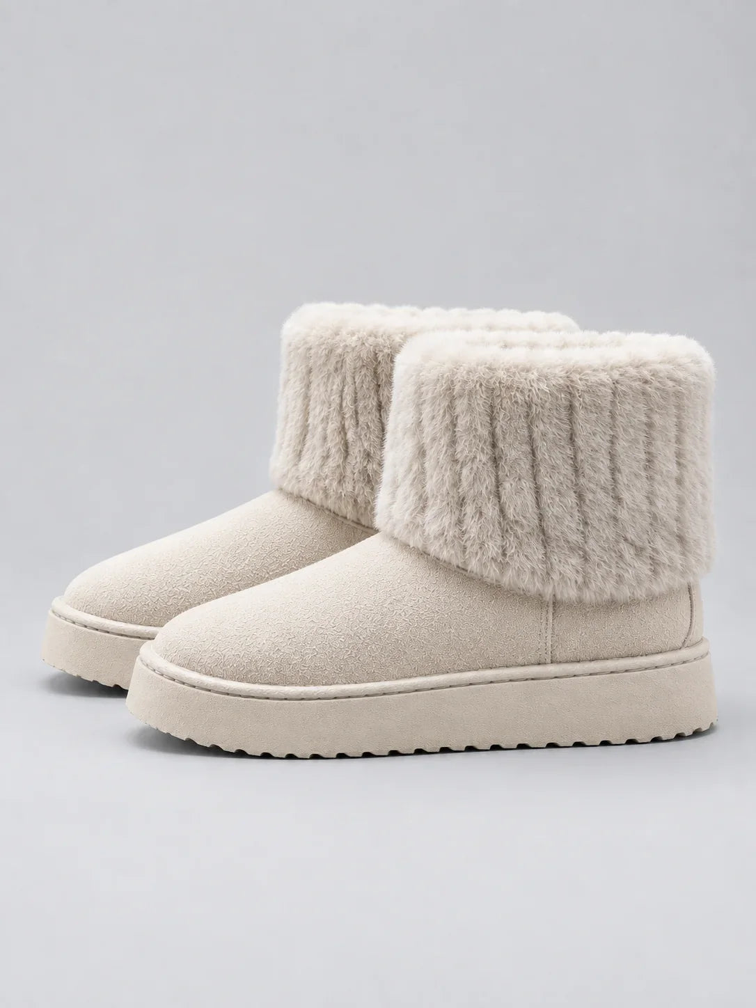 Boots Women - Faux Fur Ankle Boots with Platform Sole