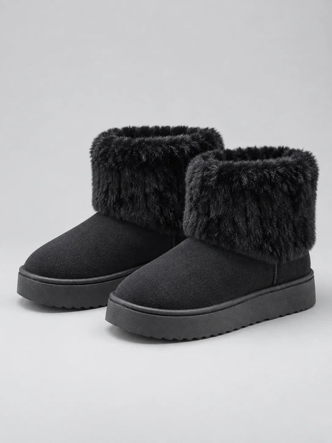 Boots Women - Faux Fur Ankle Boots with Platform Sole