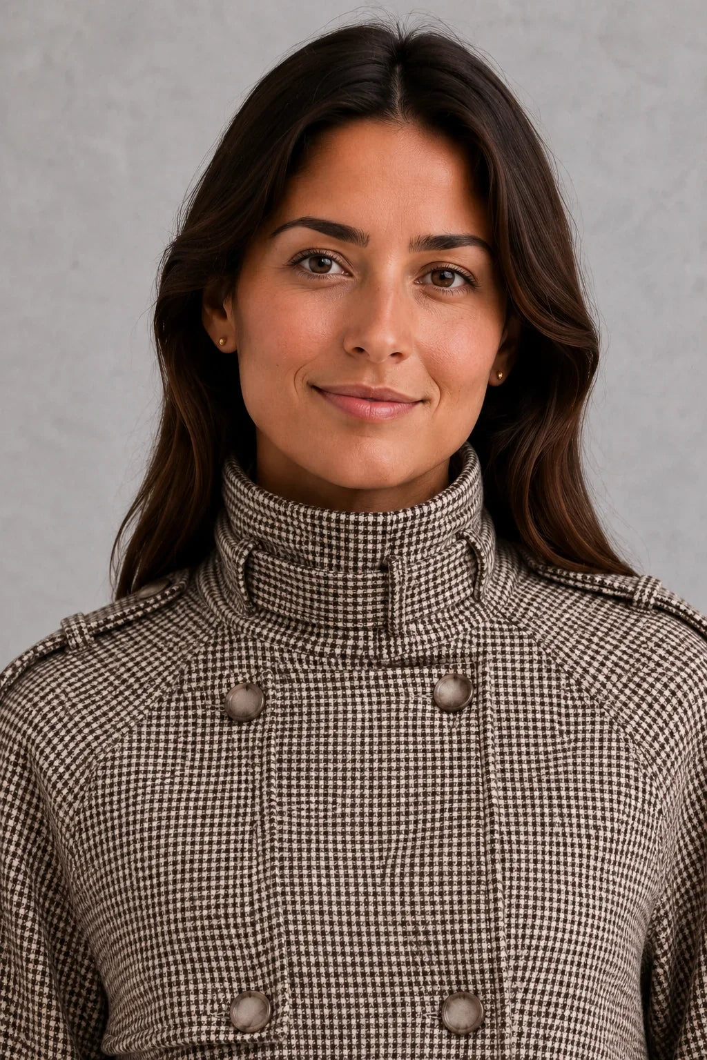 Jacket Women - Houndstooth Jacket with Double Breasted Front