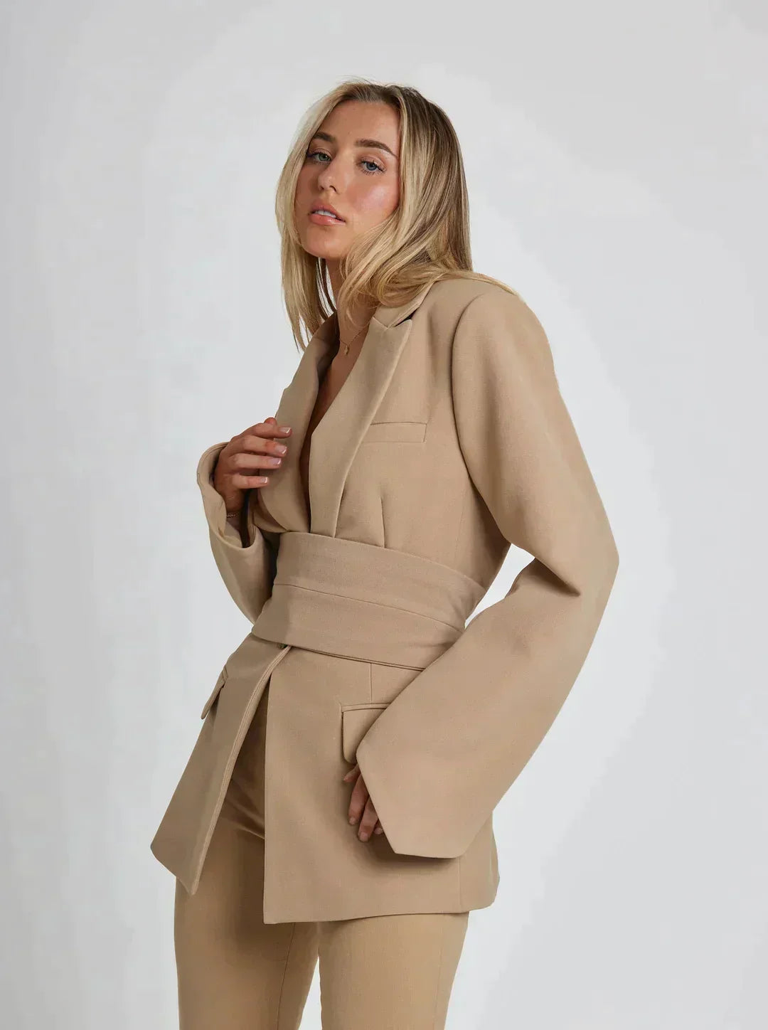 Blazer Women - Tailored Office Blazer with Belt
