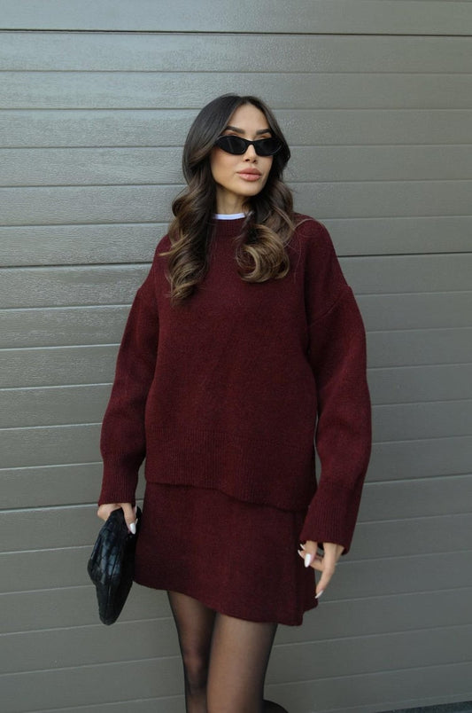 Knit Set Women - Oversized Jumper Skirt Set