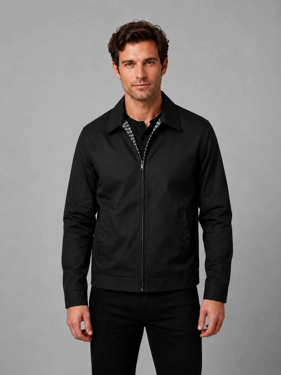 Jacket Men - Zip-Front Lightweight Jacket with Side Pockets