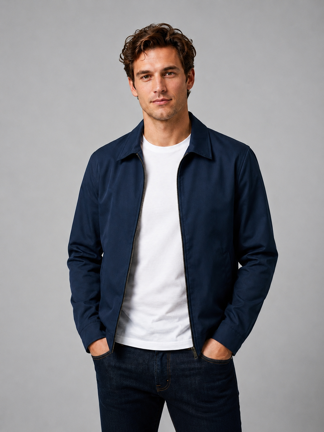 Jacket Men - Zip-Front Lightweight Jacket with Side Pockets