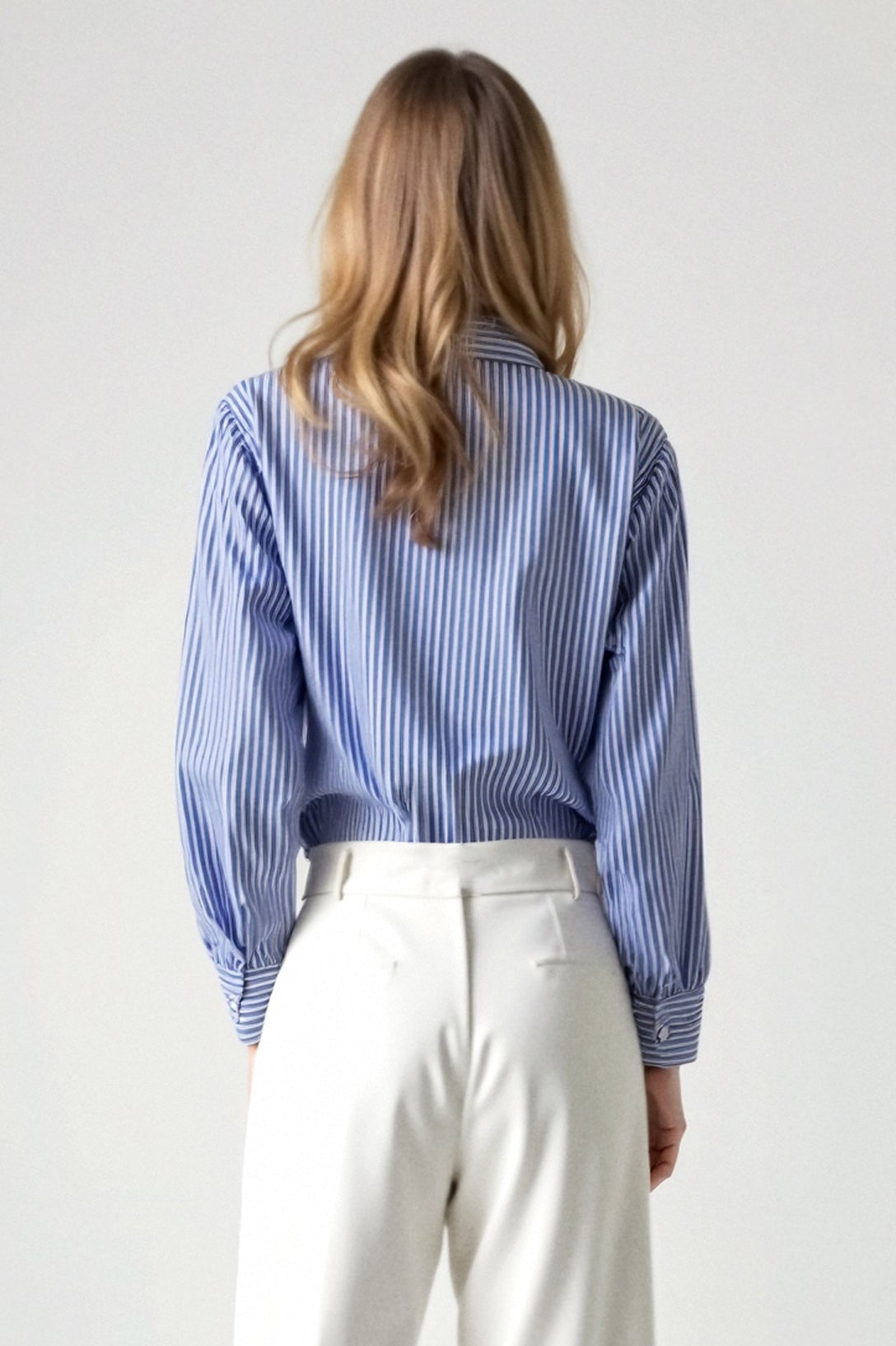 Blouse Women - Striped Office Versatile Blouse with Long Sleeves