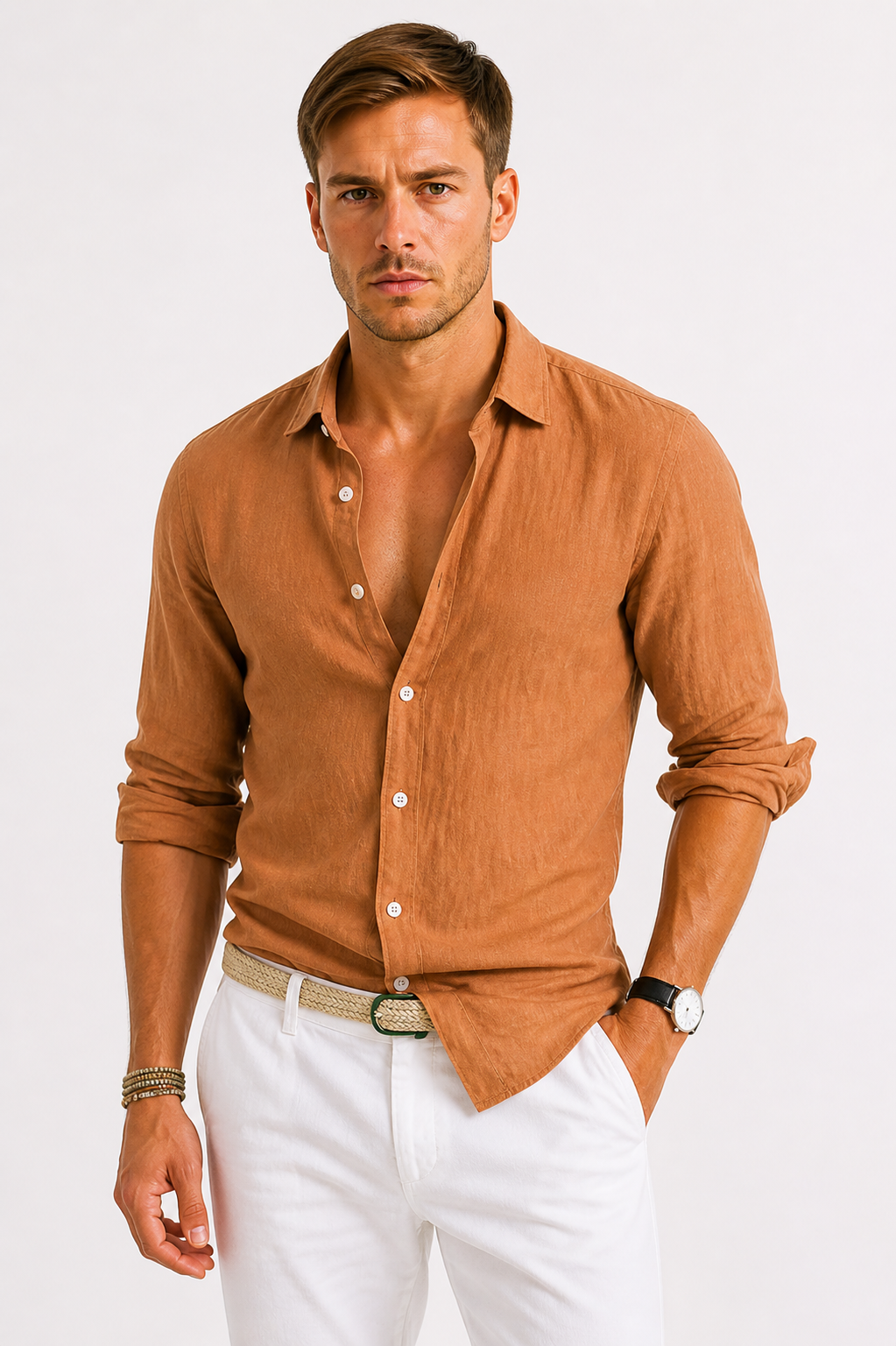 Shirt Men - Button-Front Linen Shirt