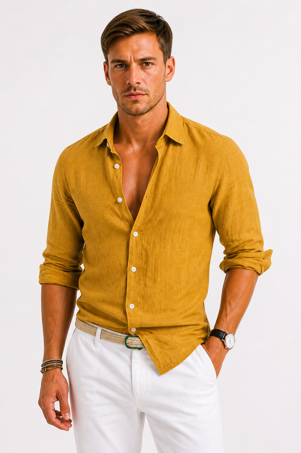 Shirt Men - Button-Front Linen Shirt
