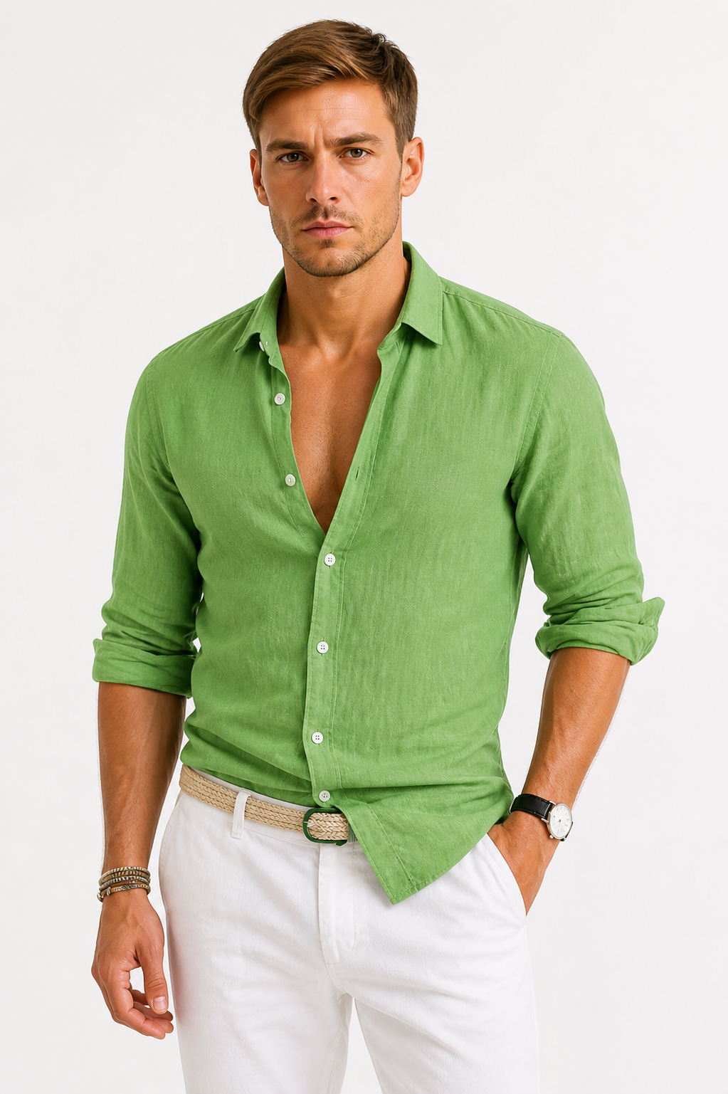 Shirt Men - Button-Front Linen Shirt