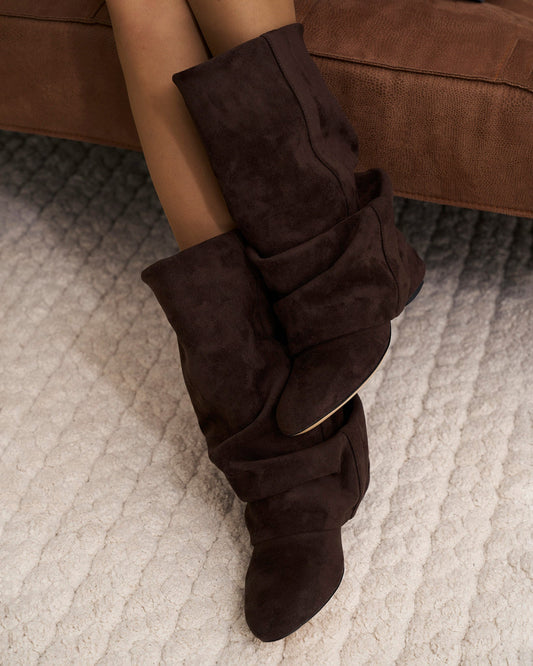 Knee High Boots Women - Slouchy Knee High Boots with Hidden Heel
