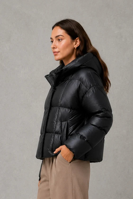 Jacket Women - Oversized Puffer Jacket with Hood