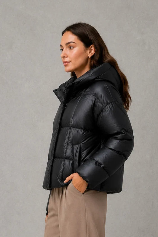 Jacket Women - Oversized Puffer Jacket with Hood