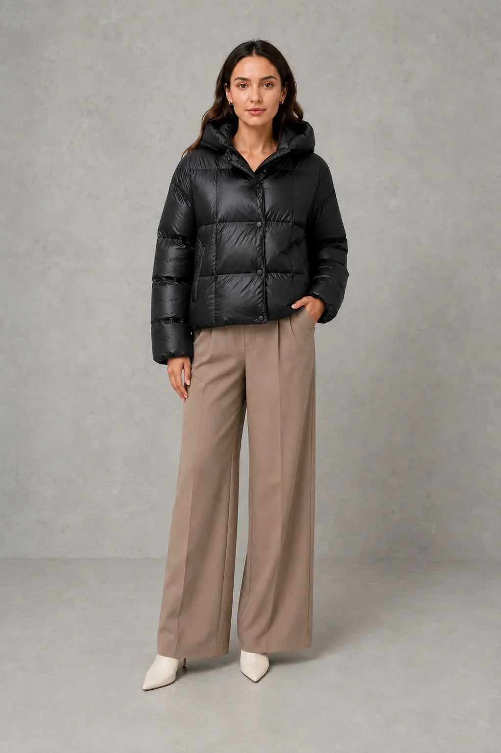 Jacket Women - Oversized Puffer Jacket with Hood
