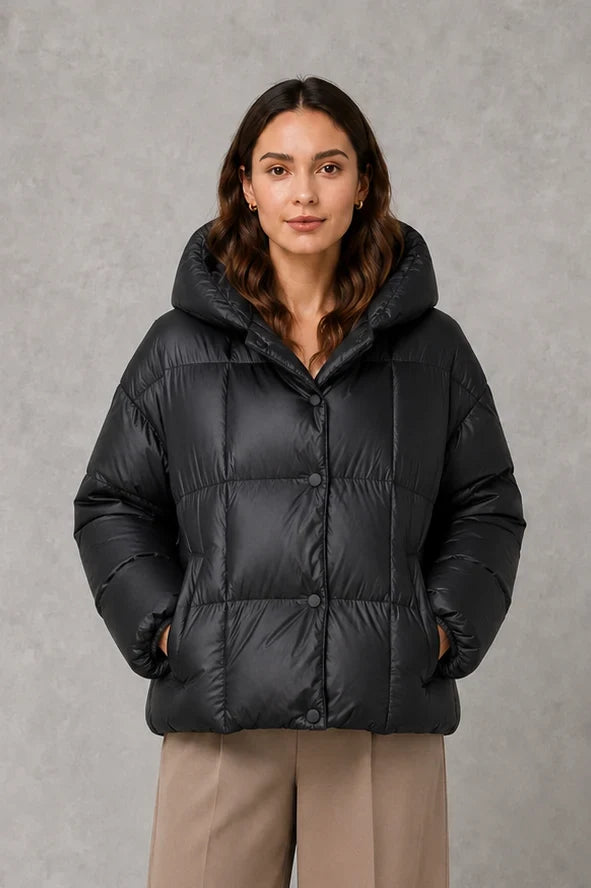 Jacket Women - Oversized Puffer Jacket with Hood