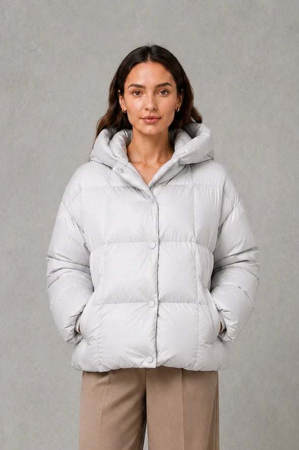 Jacket Women - Oversized Puffer Jacket with Hood