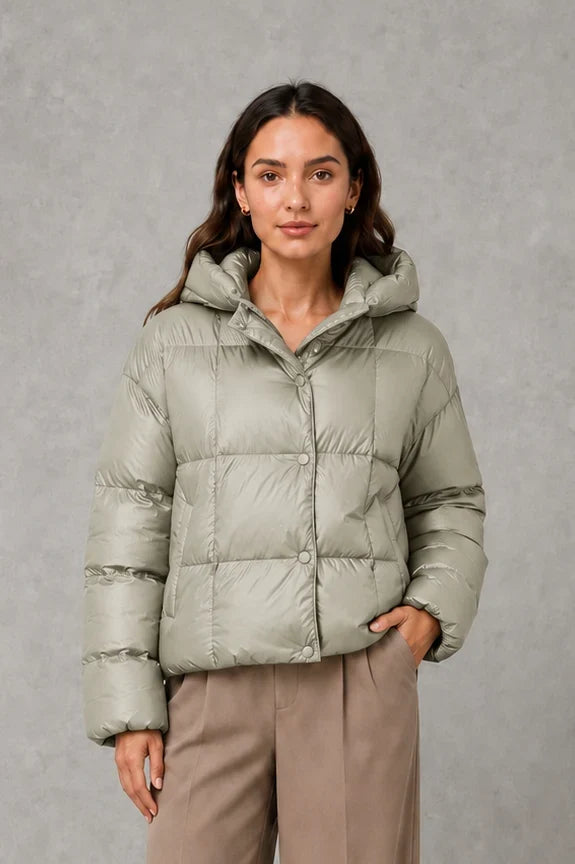 Jacket Women - Oversized Puffer Jacket with Hood