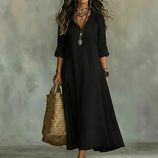 Maxi Dress Women - Bohemian Ruffle V-Neck Dress