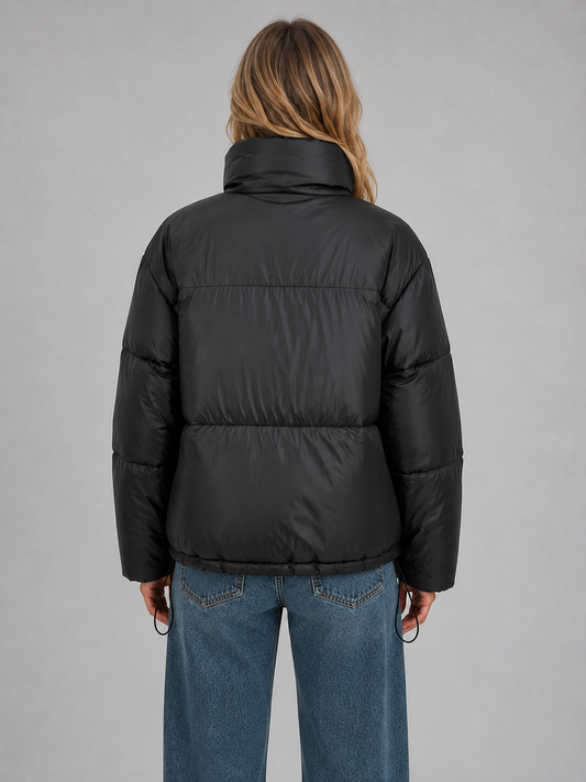 Coat Women - Quilted Padded Coat with Stand Collar