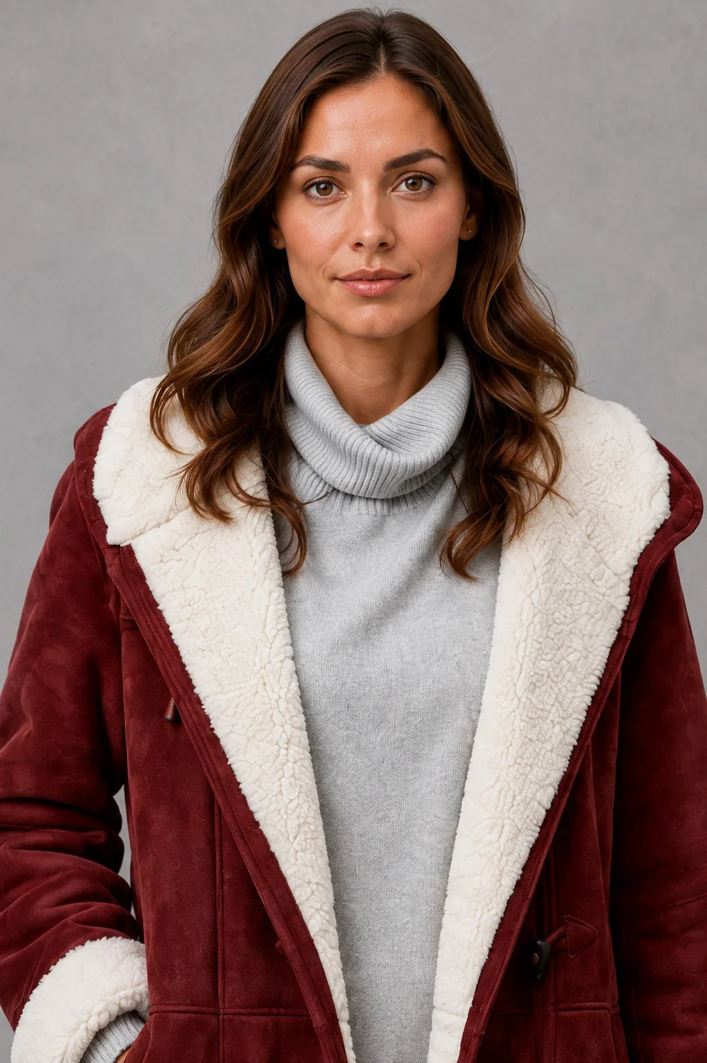 Coat Women - Lined Hooded Coat with Toggle Front