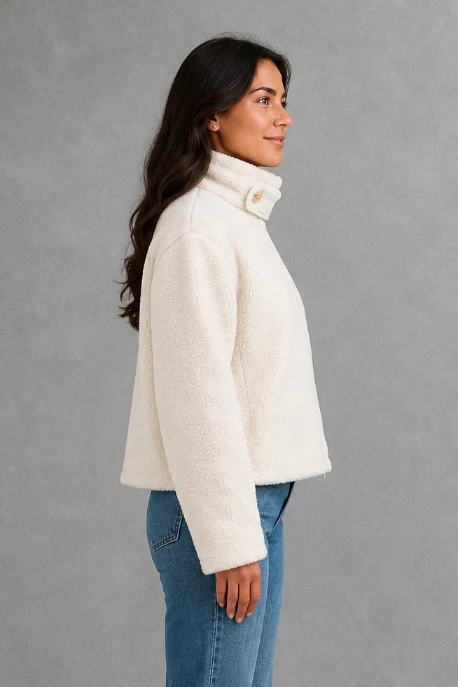 Jacket Women - Plush Fleece Jacket with Zip Front