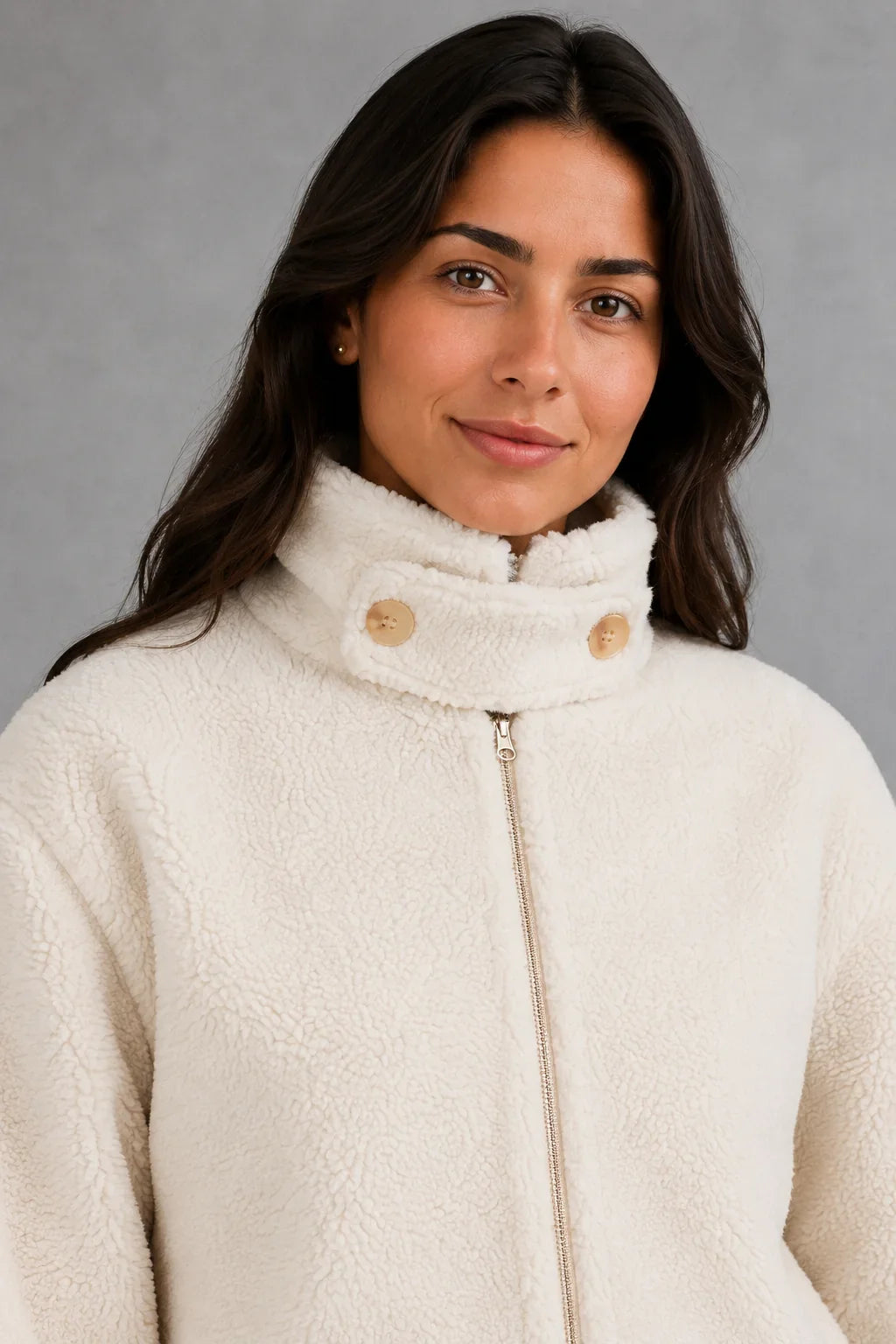 Jacket Women - Plush Fleece Jacket with Zip Front