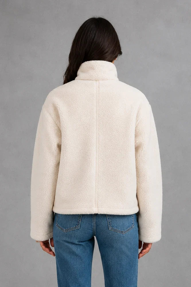 Jacket Women - Plush Fleece Jacket with Zip Front