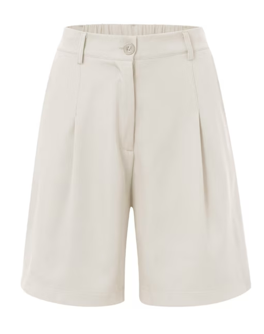 Shorts Women - High-Waisted Pleated Shorts with Button Front
