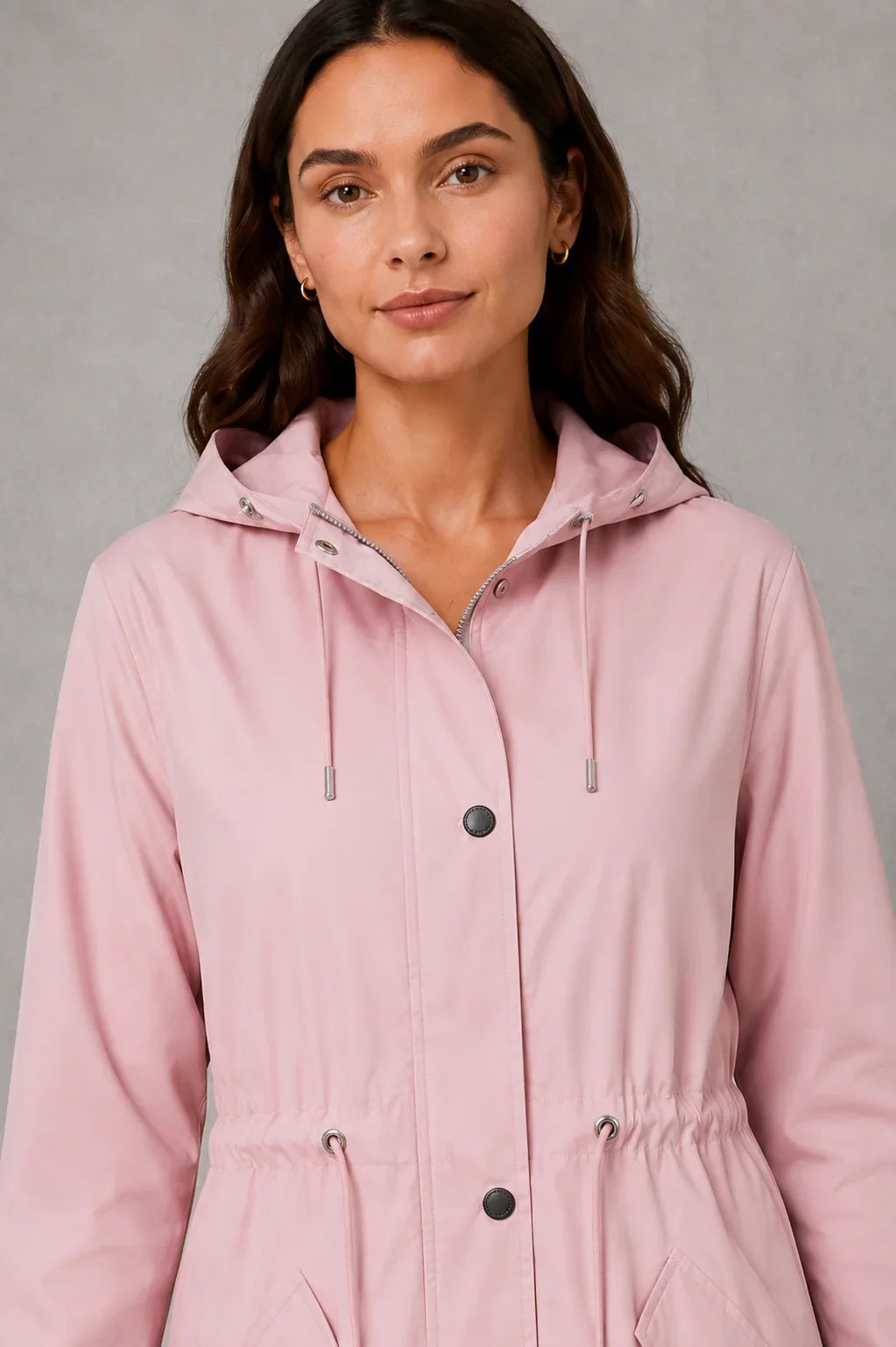 Jacket Women - Hooded Parka with Drawstring Waist